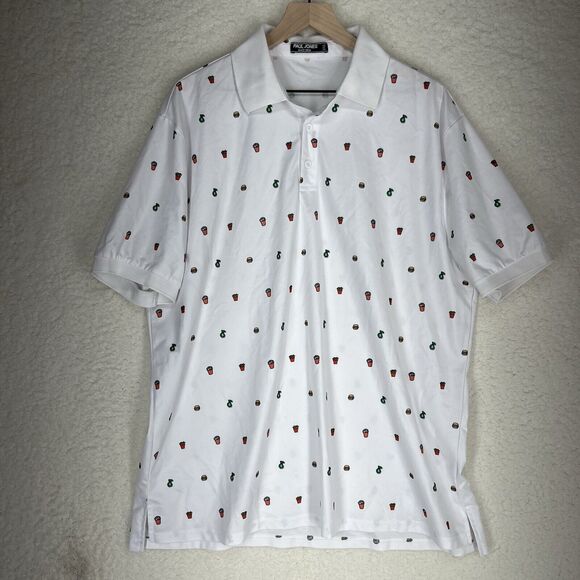 PJ PAUL JONES Other - PJ PAUL JONES Mens Polo Shirt Short Sleeve Knit Food Design Size XXL